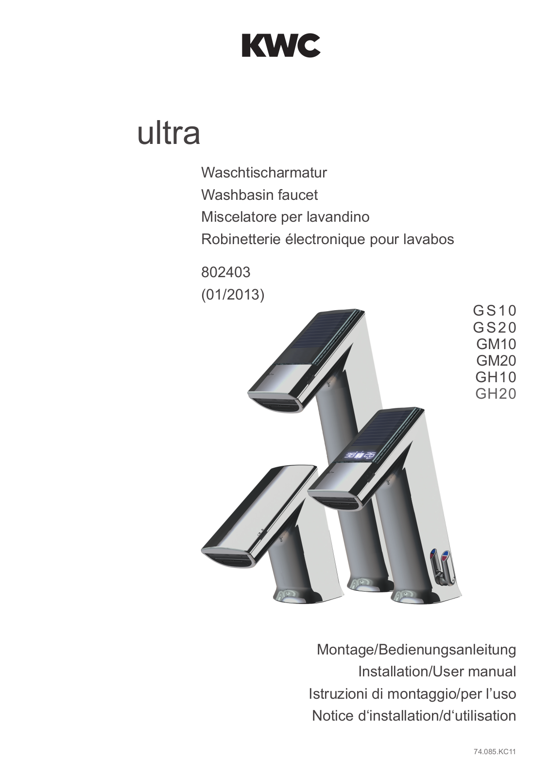 KWC ultra Series, ultra GM20, ultra GM10, ultra GS10, ultra GS20 User Manual