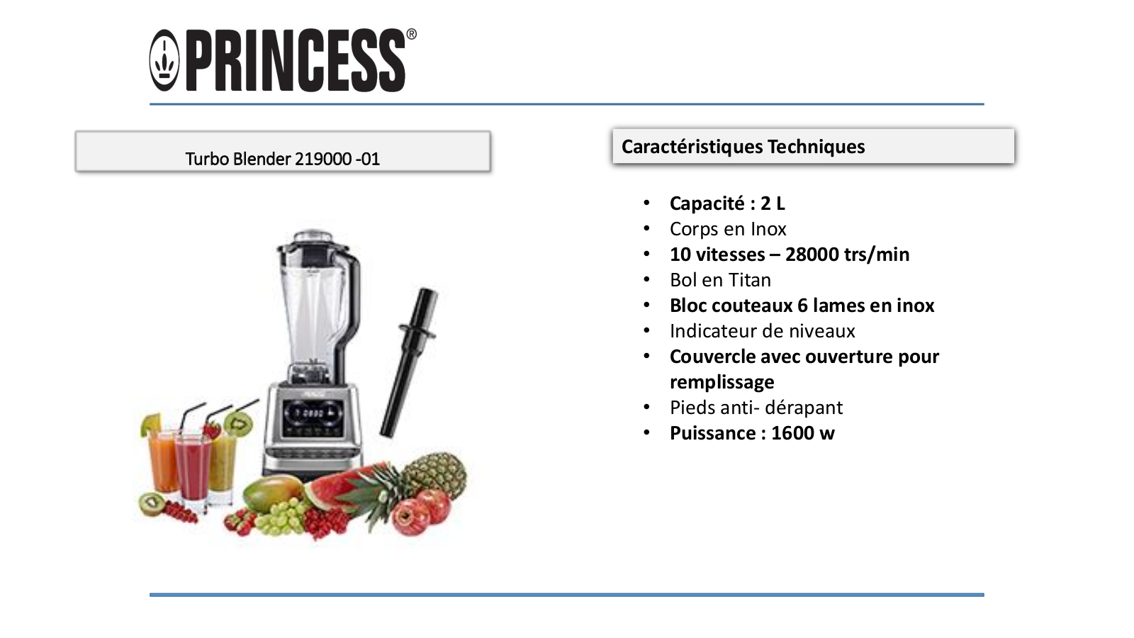 Princess 219000 Product sheet