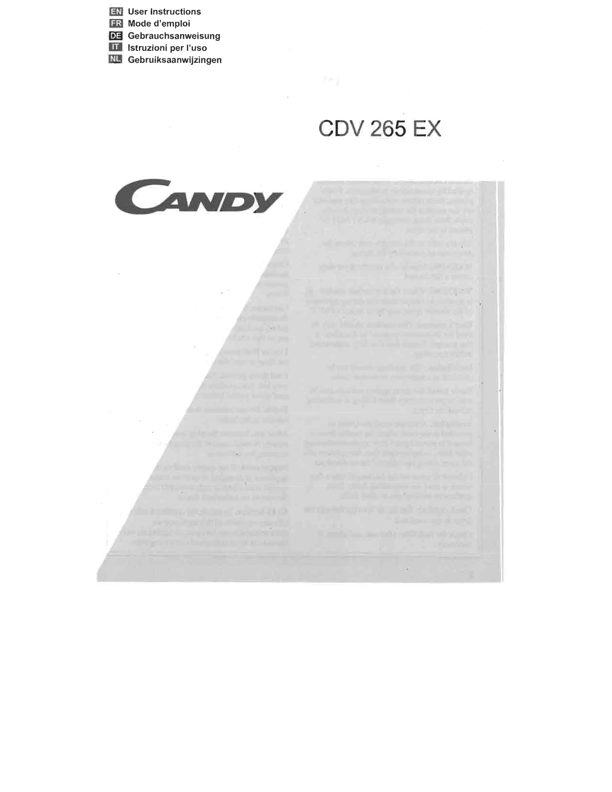 CANDY CDV 265 EX User Manual