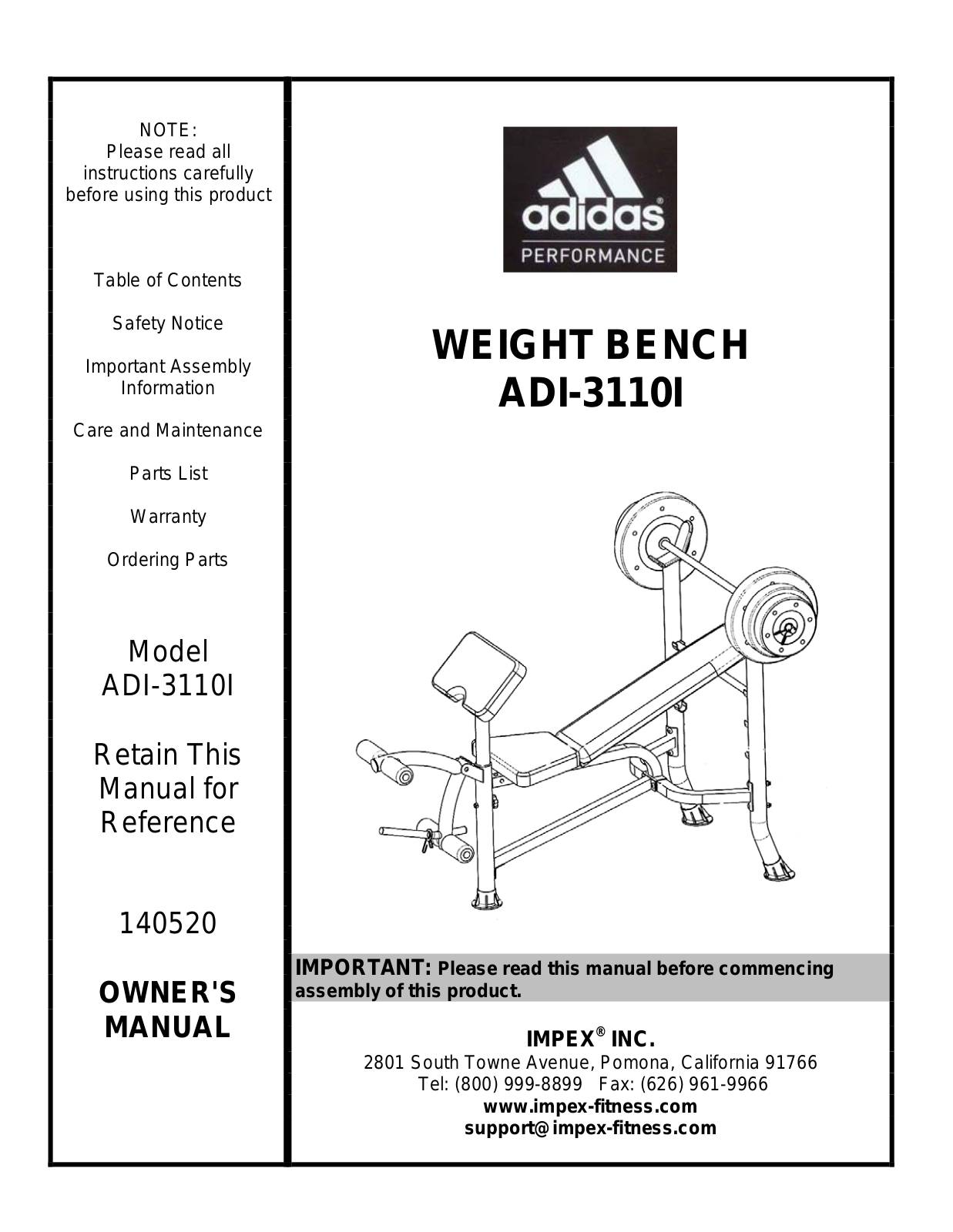 Impex ADI-3110I Owner's Manual