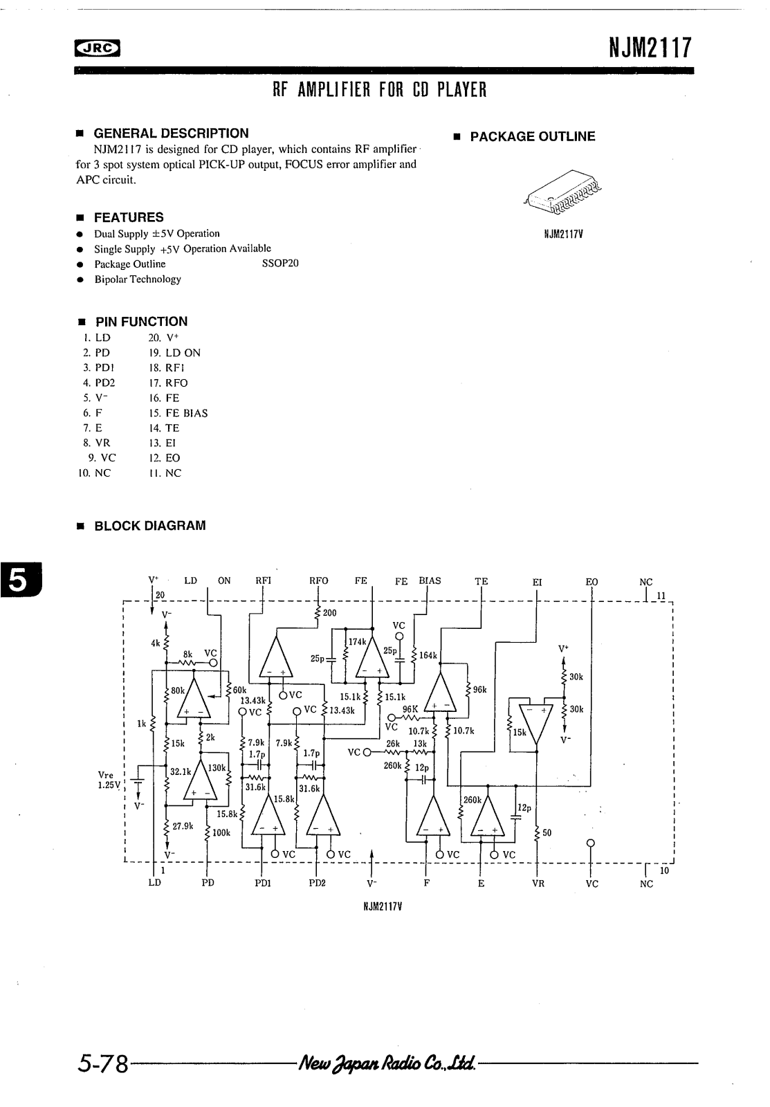 JRC NJM2117V Datasheet