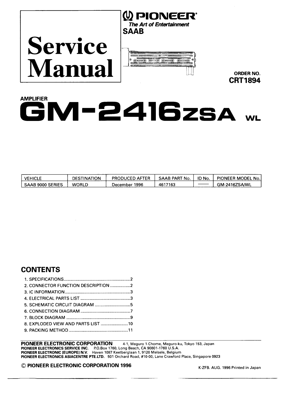 Pioneer GM-2416 Service manual