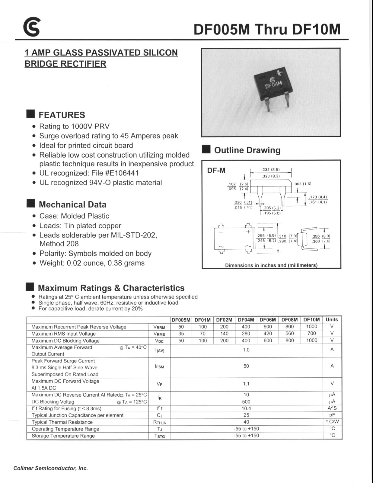 CALLM DF10M, DF06M, DF08M, DF04M, DF02M Datasheet