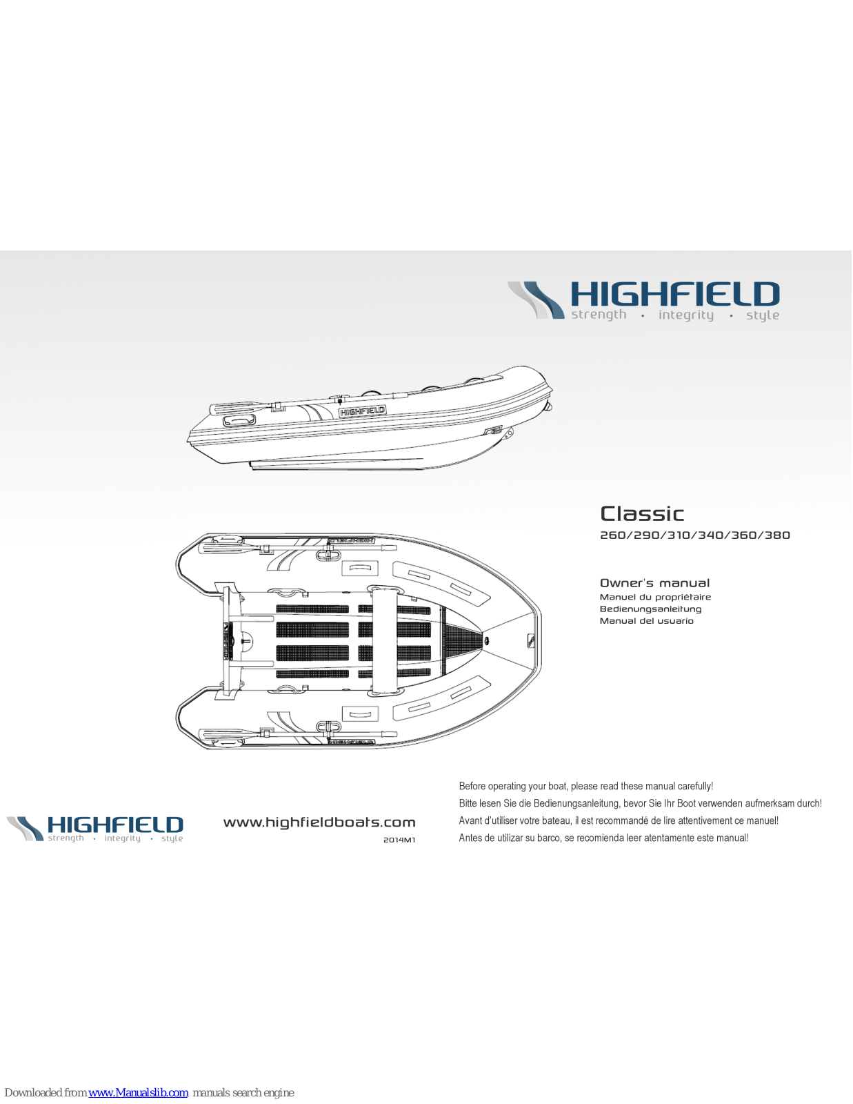 Highfield Classic 260, Classic 360, Classic 380, Classic 290, Classic 310 Owner's Manual - ManualMachine.com