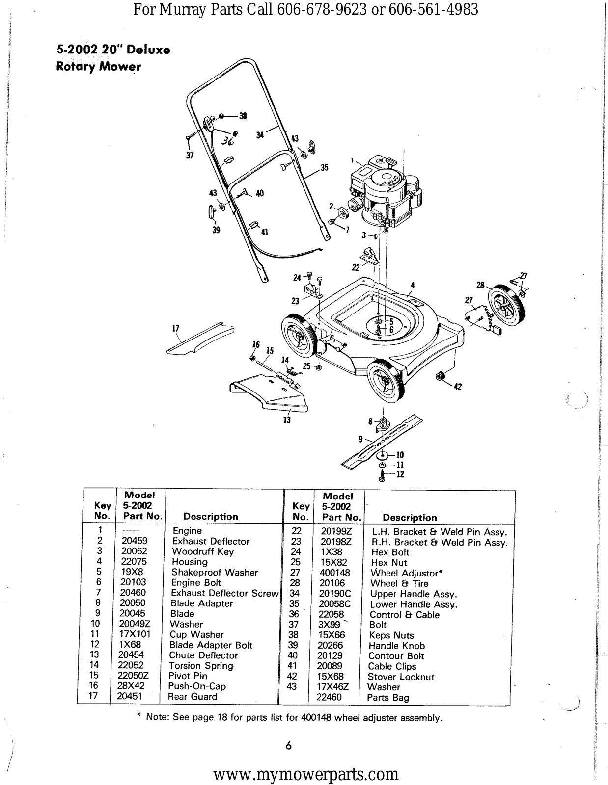 Murray 75-2002 Parts List