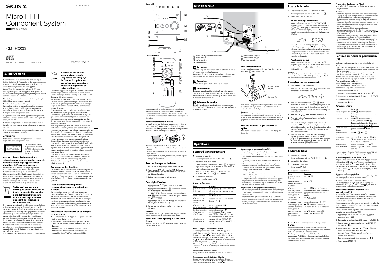 SONY CMT-FX300 User Manual