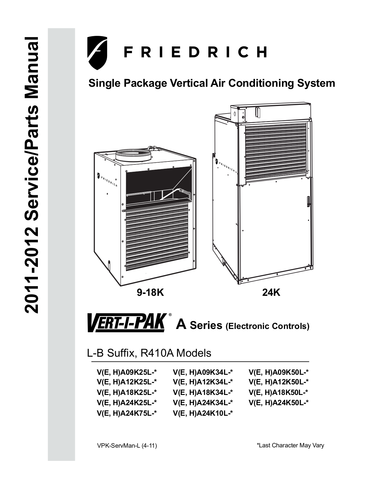 Friedrich R410A User Manual