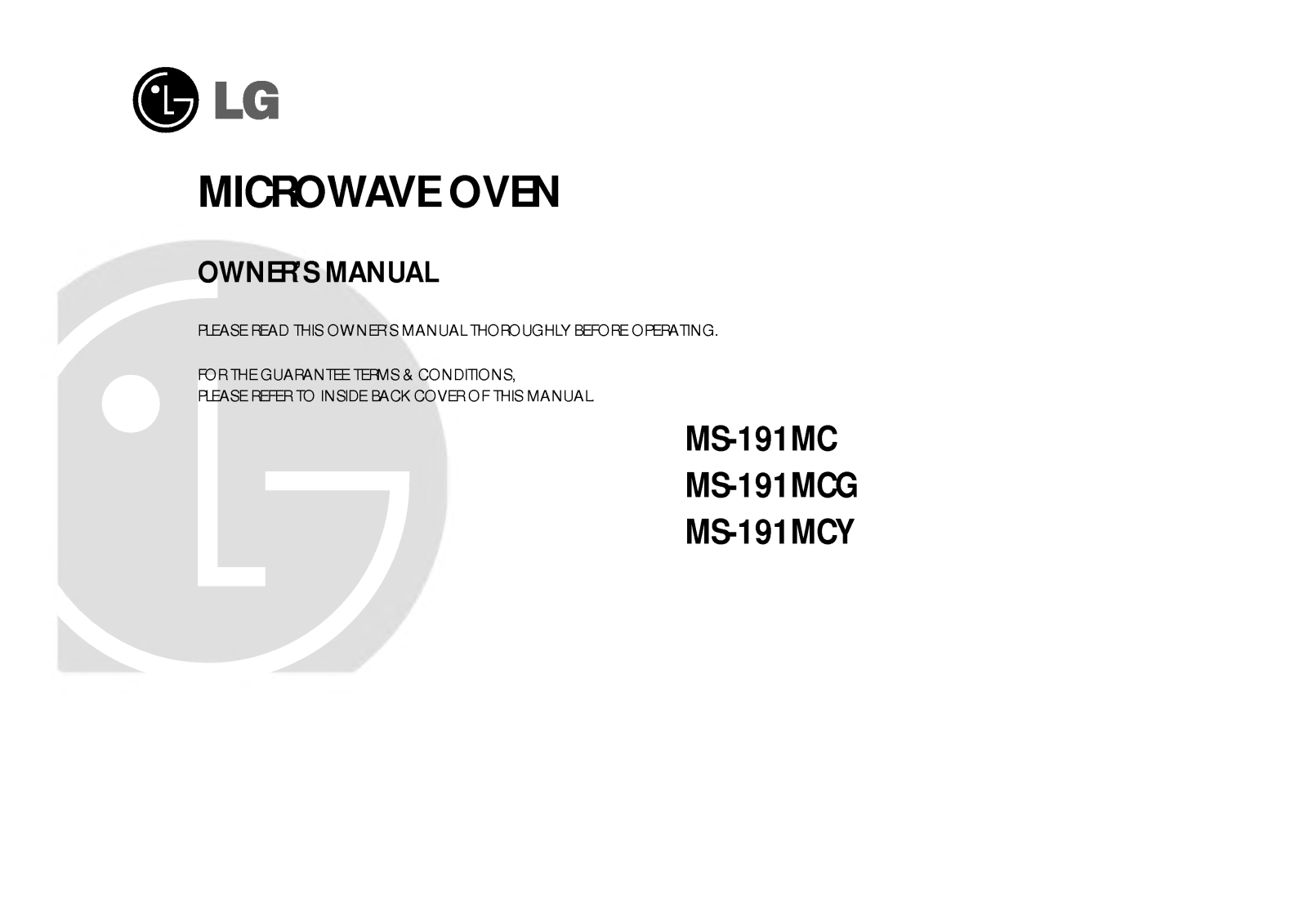 LG MS-191MCBL, MS-191MCY, MS-191MC, MS-191MCG User Manual