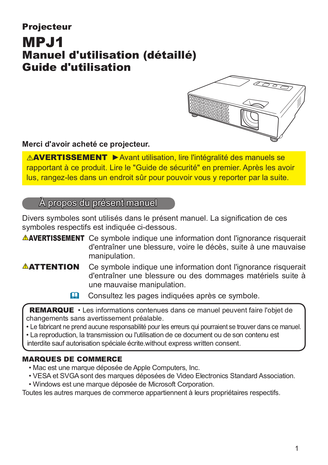 HITACHI MPJ1EF User Manual