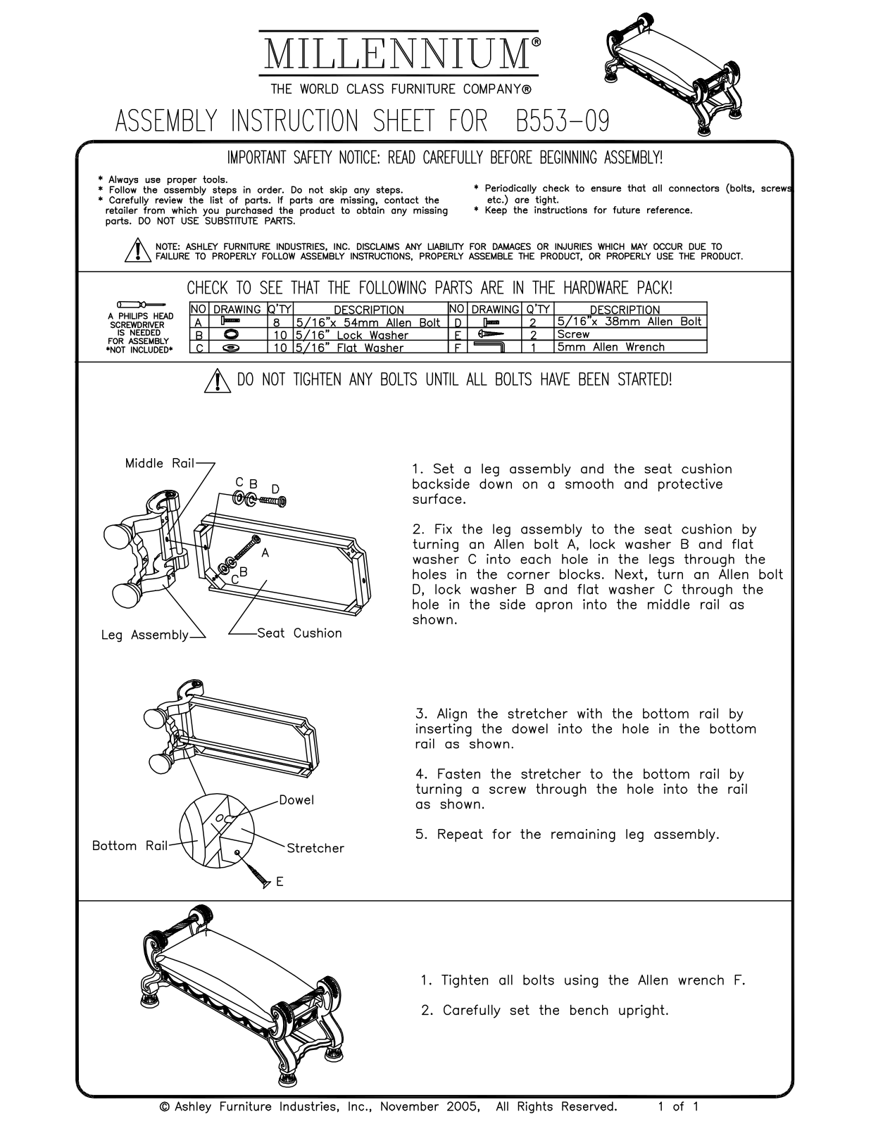 Millennium B55309 Assembly Guide