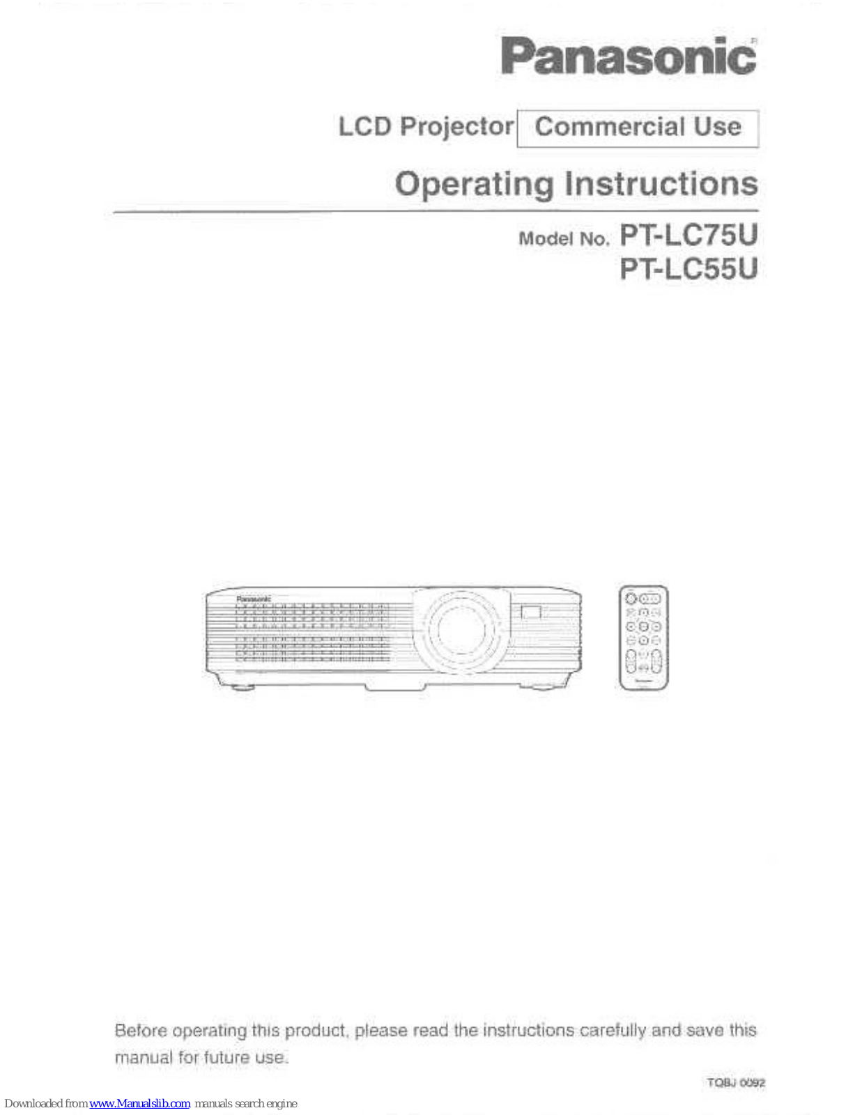 Panasonic PT-LC75U Operating Instructions Manual