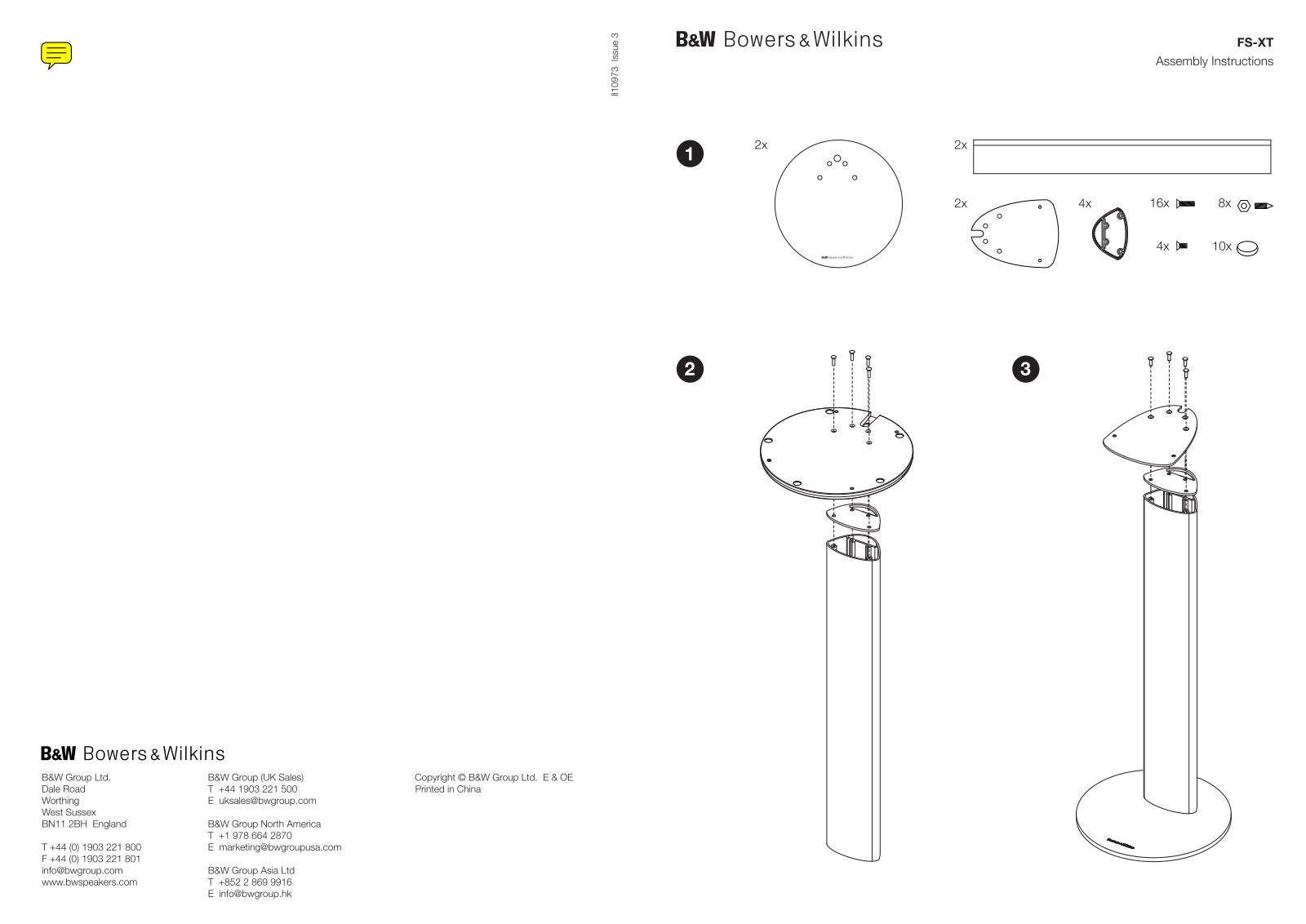 Bowers and Wilkins FS-XT Owners manual