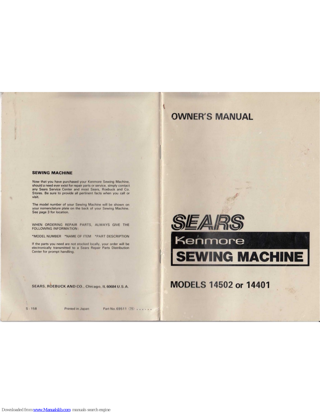 Sears 14502,14401 Owner's Manual