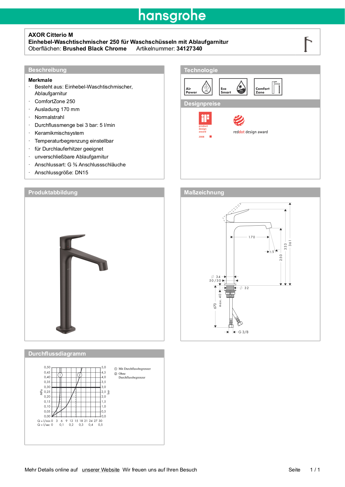 Hansgrohe AXOR 34127340 User Manual