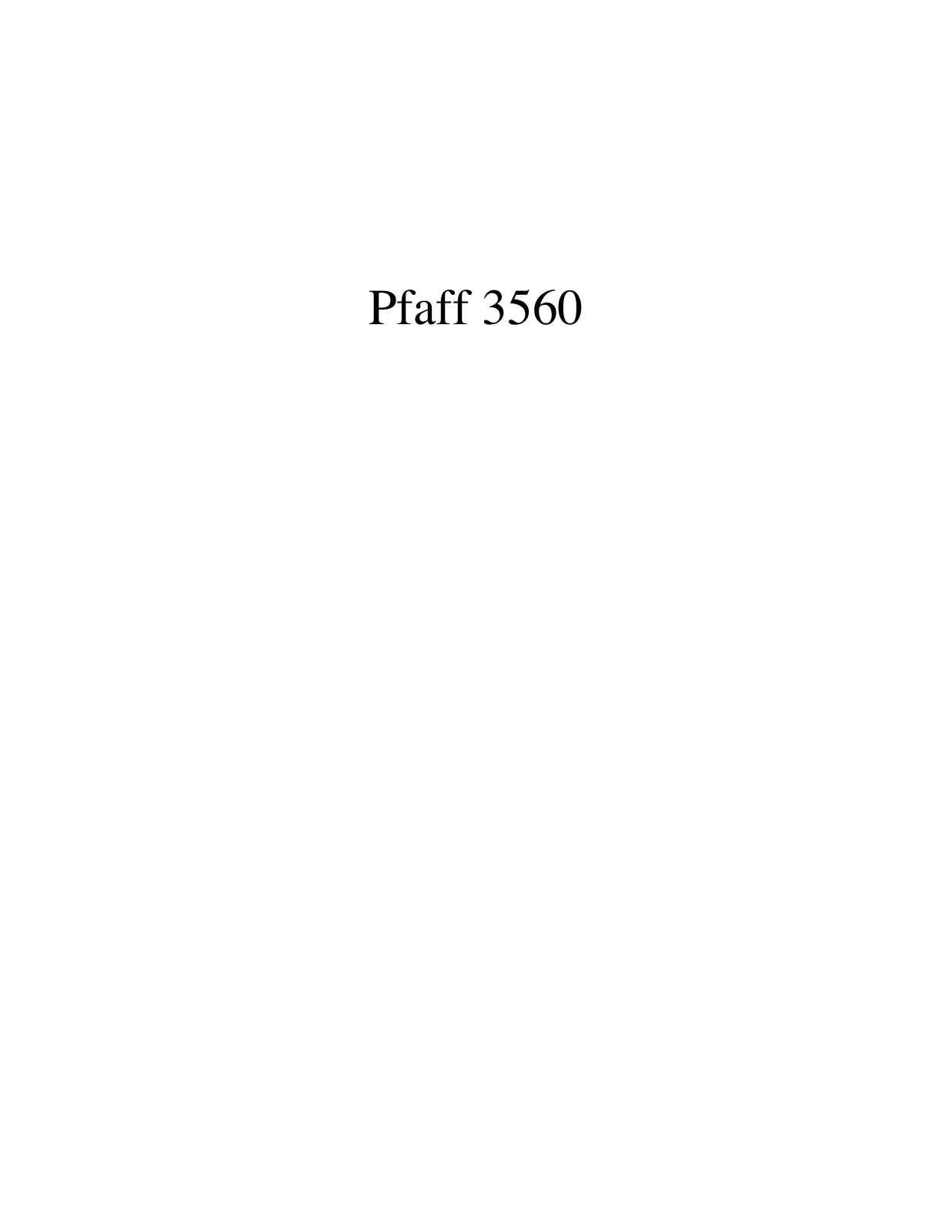 PFAFF 3560 Parts List