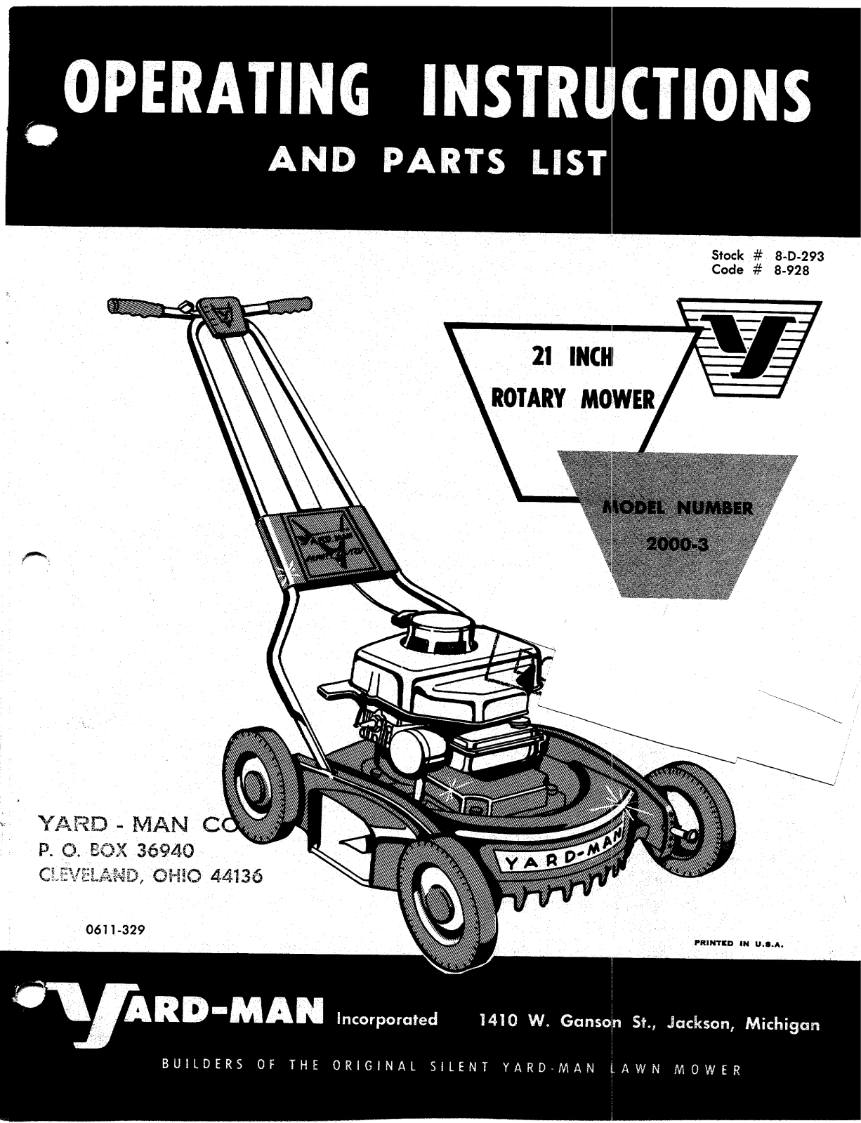 yard-man 2000-3 operators Manual
