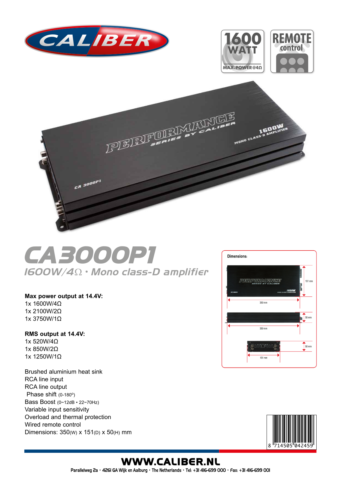 Caliber CA3000P1 User Manual