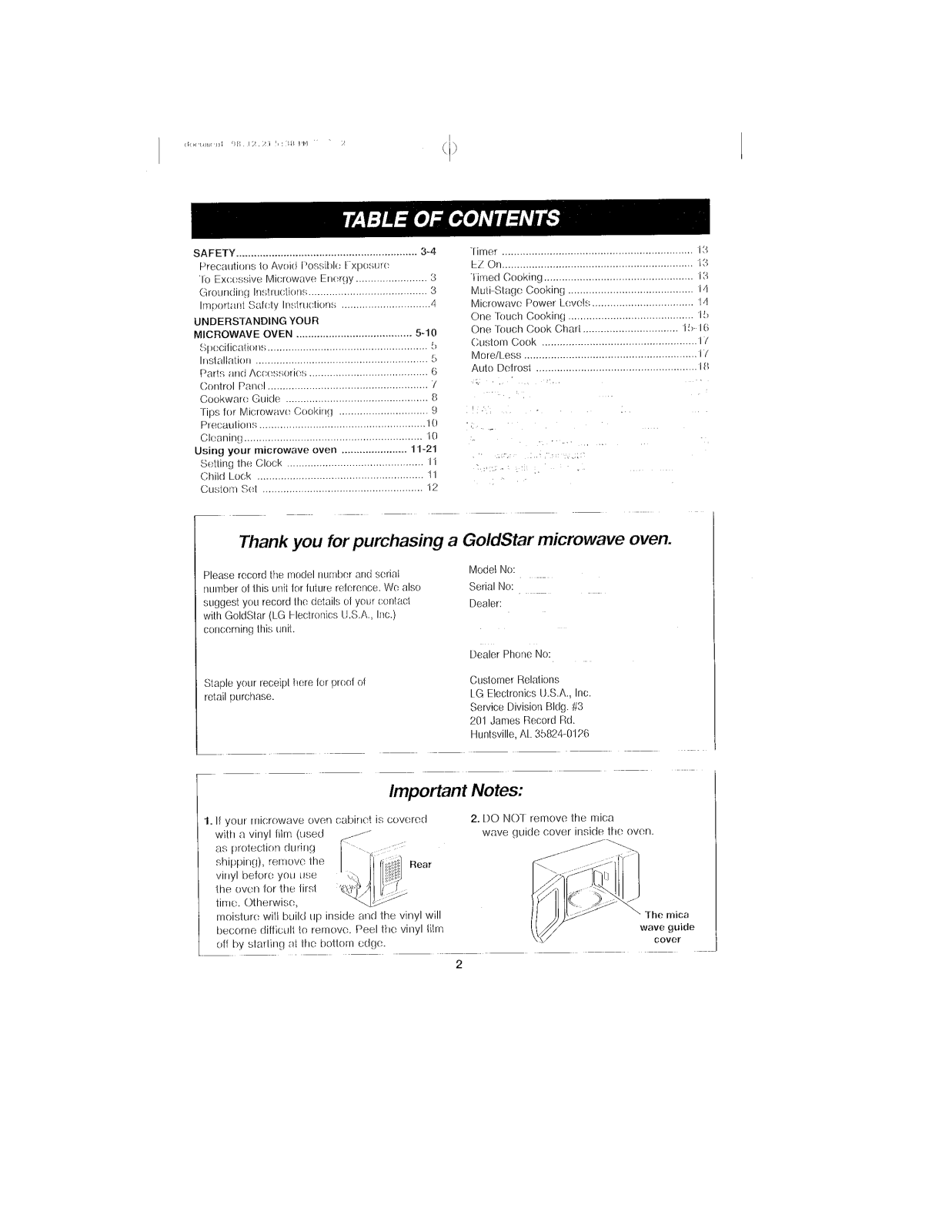 LG S110XF Users manual