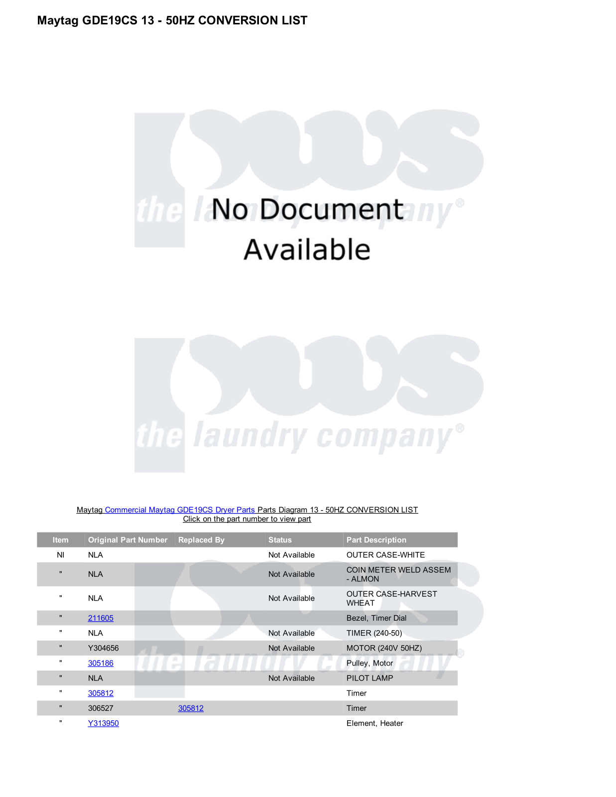 Maytag GDE19CS Parts Diagram