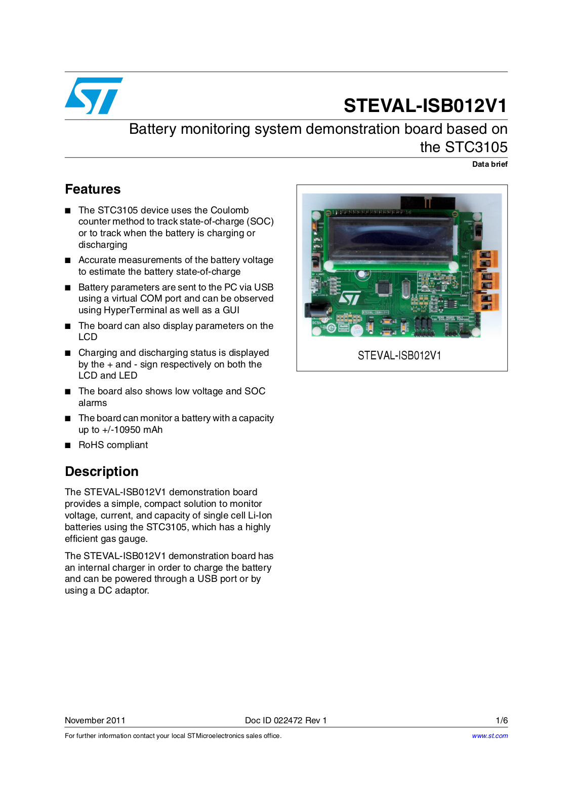 ST ISB012V1 User Manual