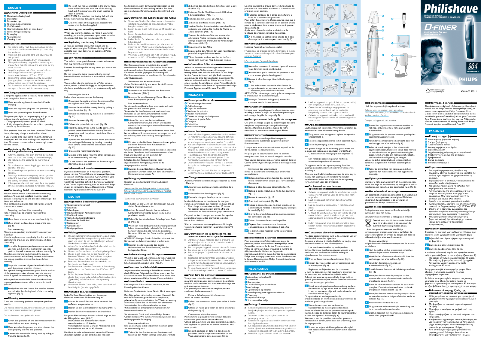 Philips HQS964/11, HQS964/10 User Manual