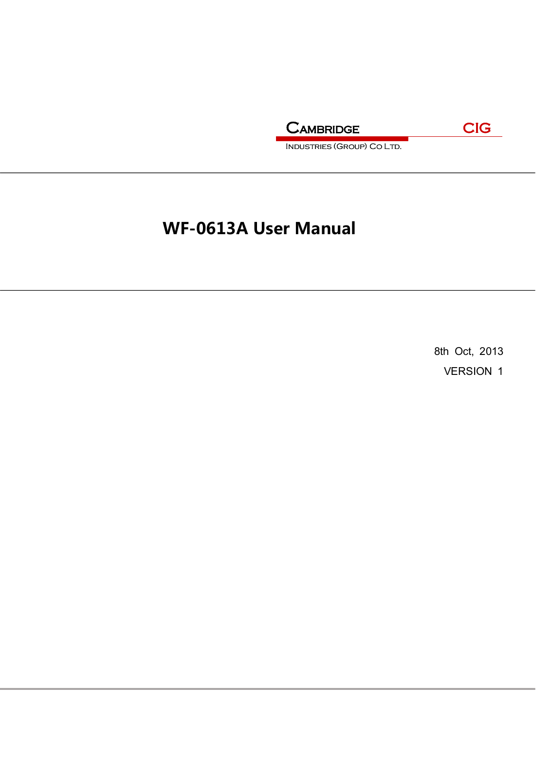 CIG WF0613A user maual