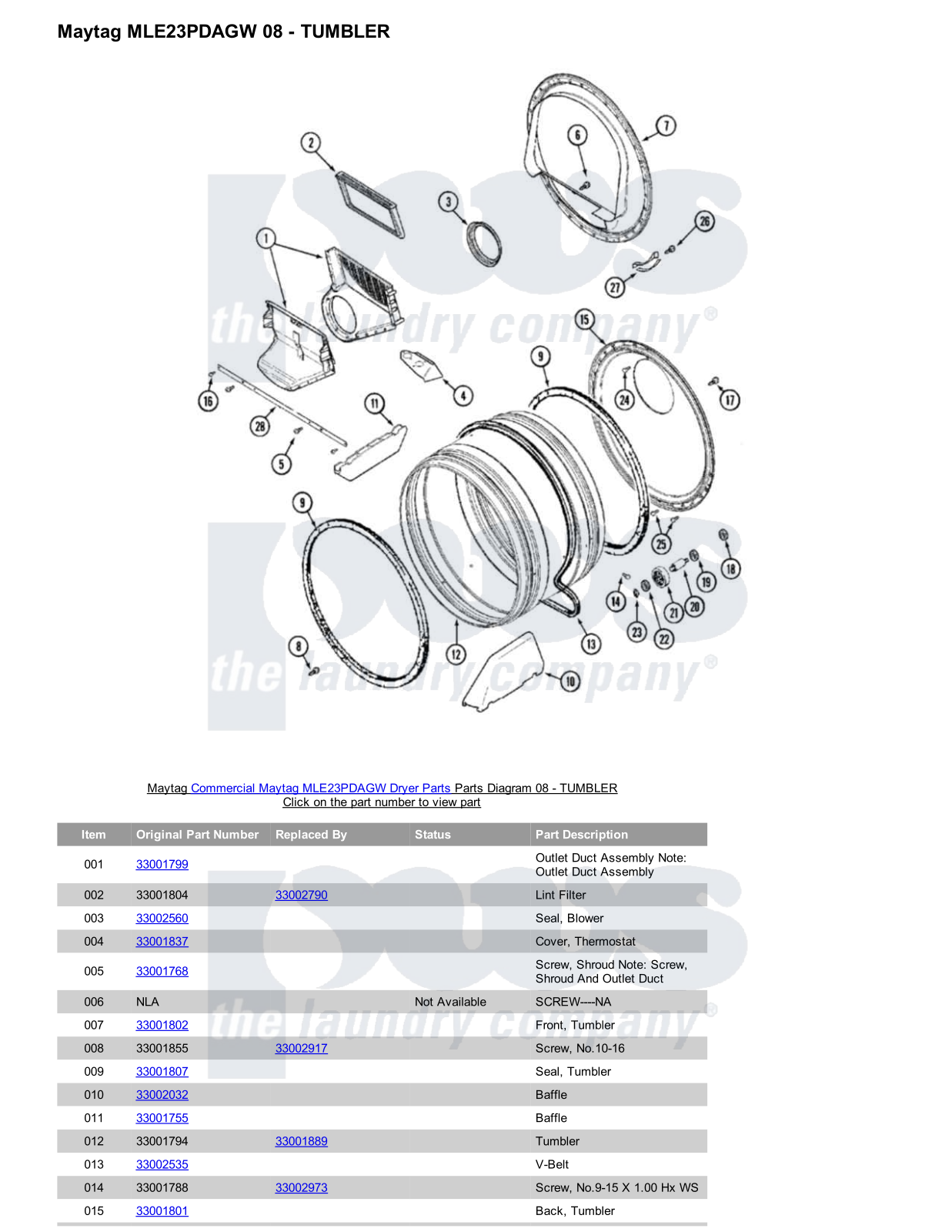 Maytag MLE23PDAGW Parts Diagram