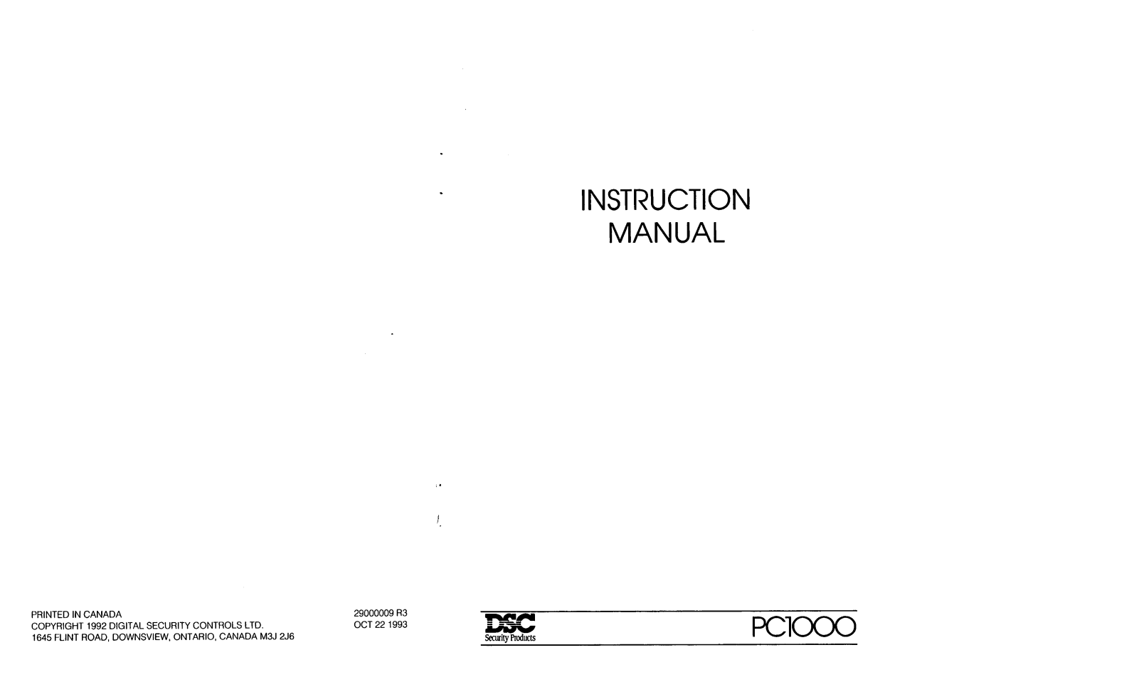 DSC PC1000 User Manual