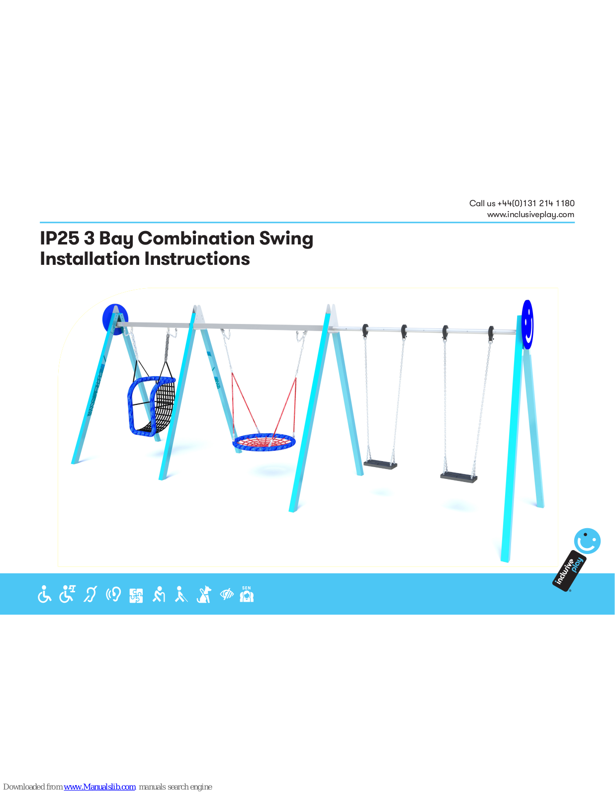 Inclusive Play IP25 3 Bay Combination Swing Installation Instructions Manual