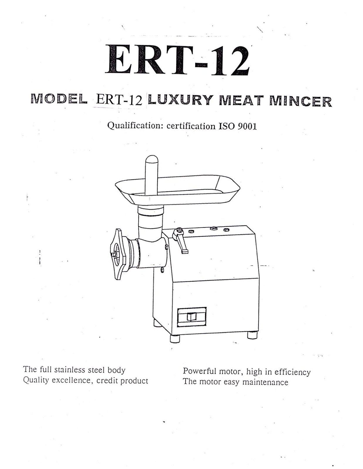 Omcan Food Machinery ERT-12 Installation  Manual