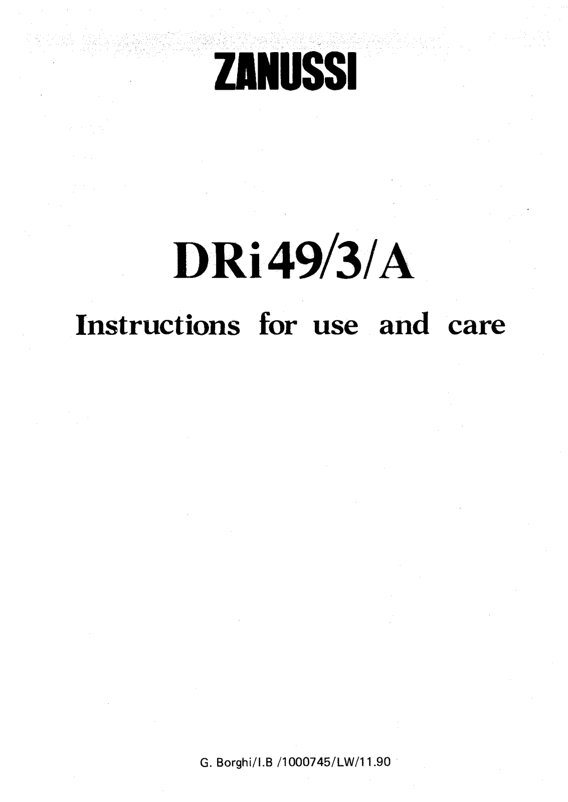 Zanussi DRI 49 3 A User Manual