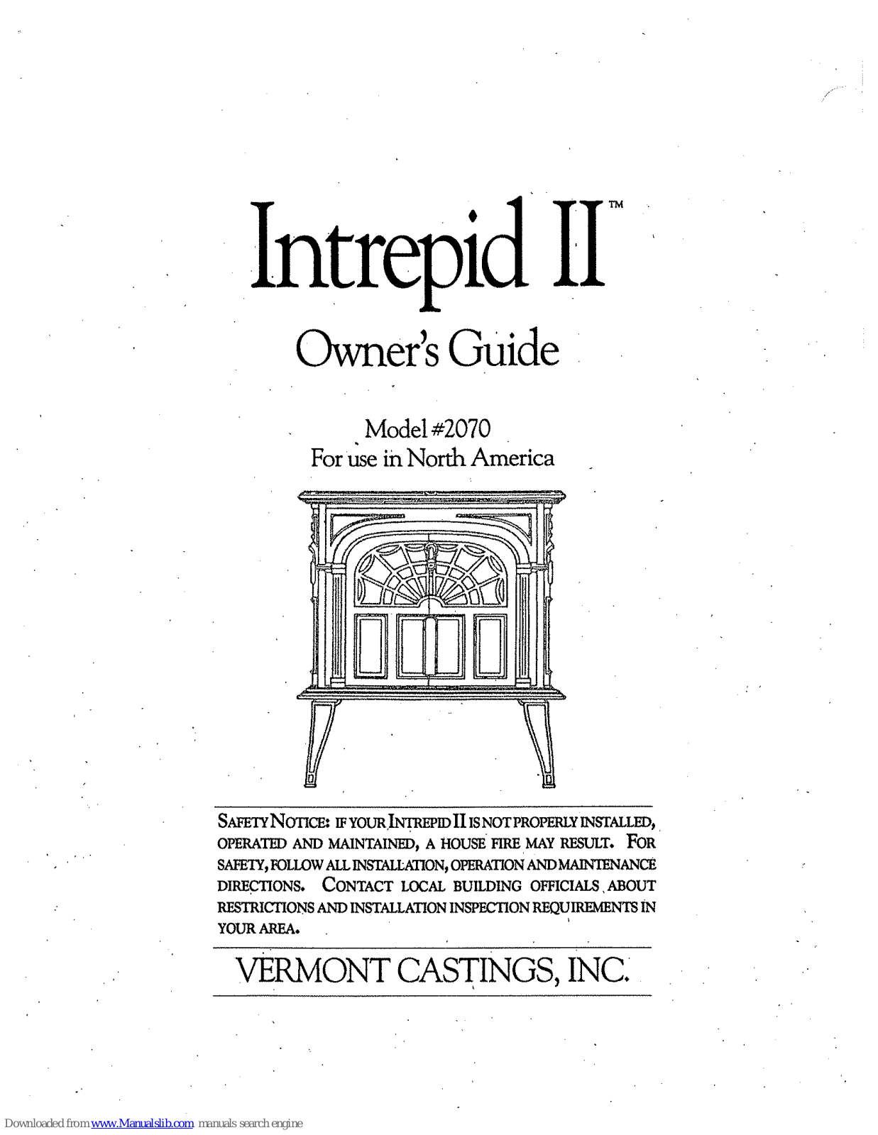 Vermont Castings interpid II 2070 Owner's Manual