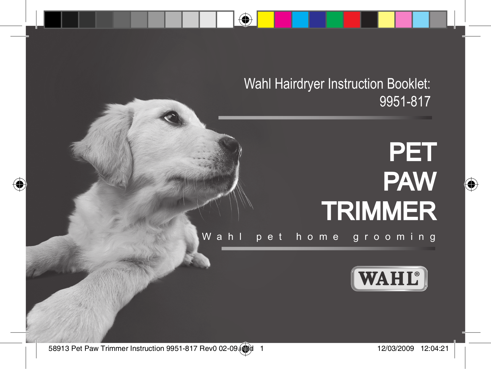 Wahl 58913 Instruction Booklet