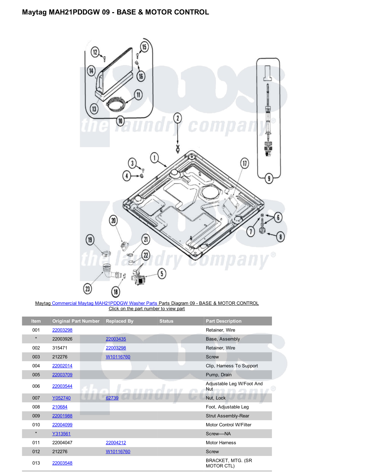 Maytag MAH21PDDGW Parts Diagram