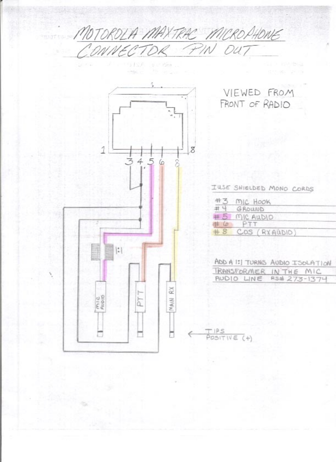 Motorola Maxtrac_microphone_connector wiring diagram