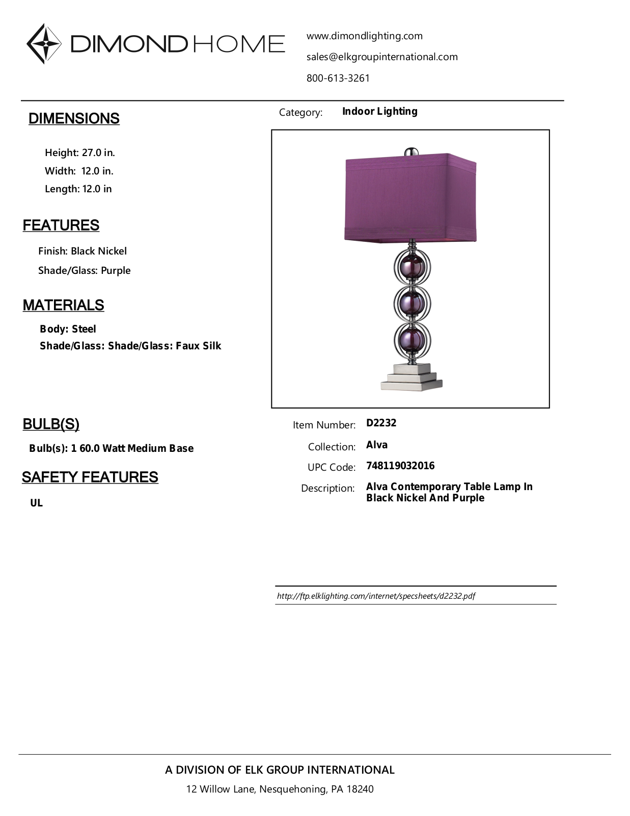 ELK Home D2232 User Manual