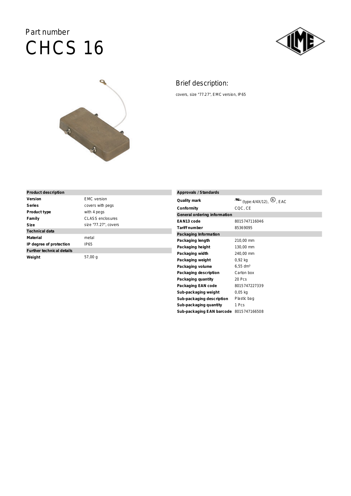 ILME CHCS-16 Data Sheet