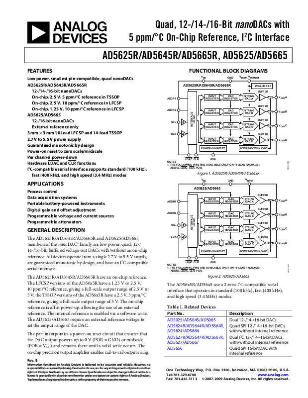 ANALOG DEVICES AD5625R, AD5645R, AD5665R Service Manual