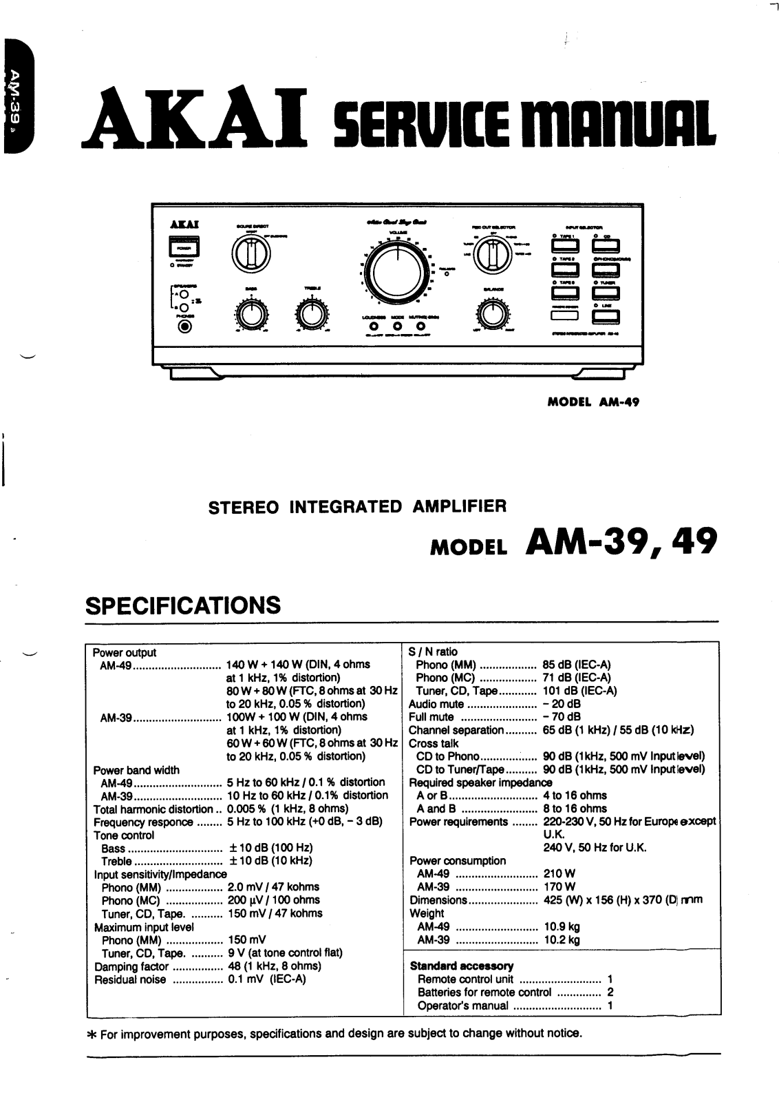 Akai AM-39, AM-49 Service manual