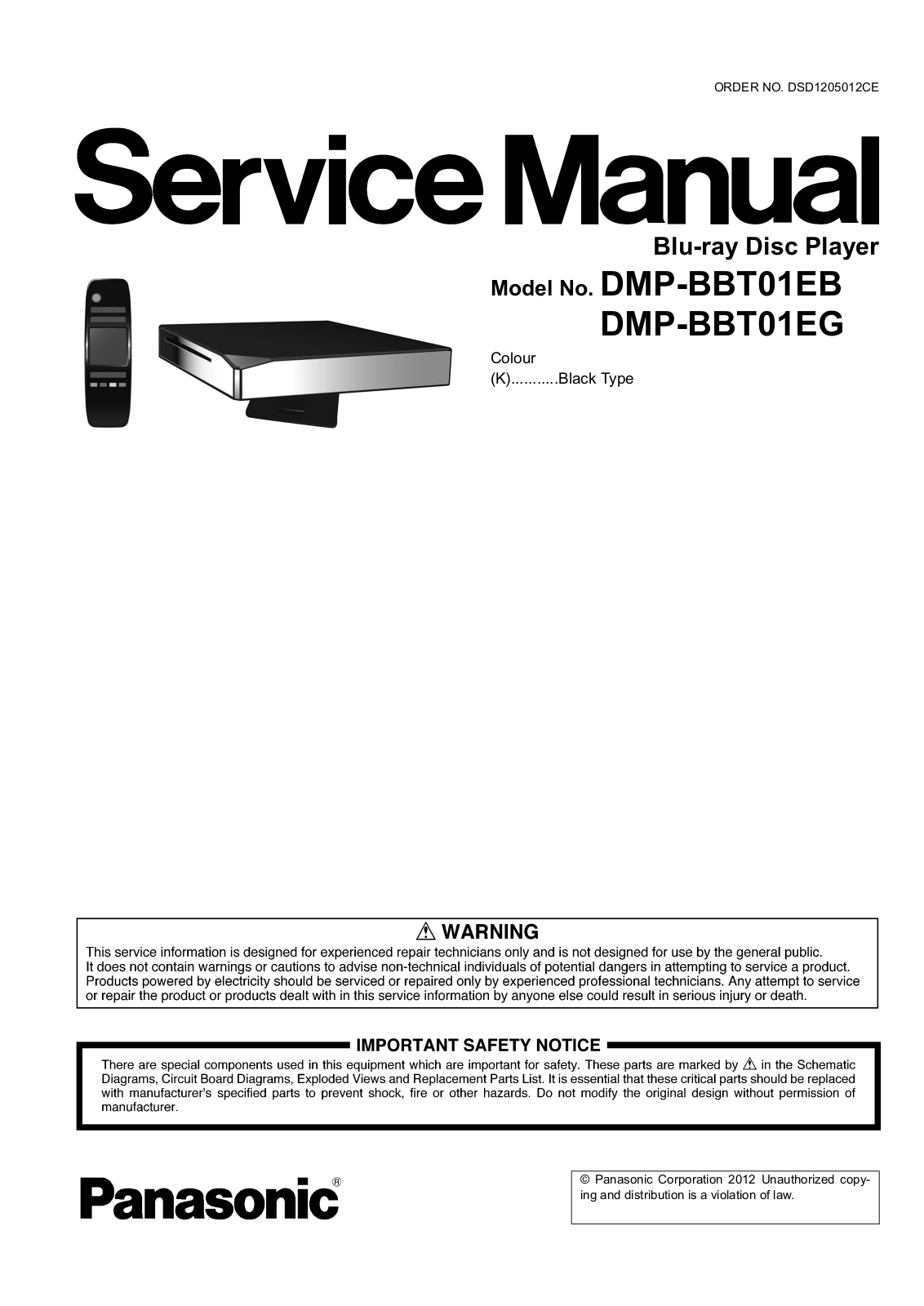 Panasonic DMP-BBT01EB, DMP-BBT01EG Service Manual