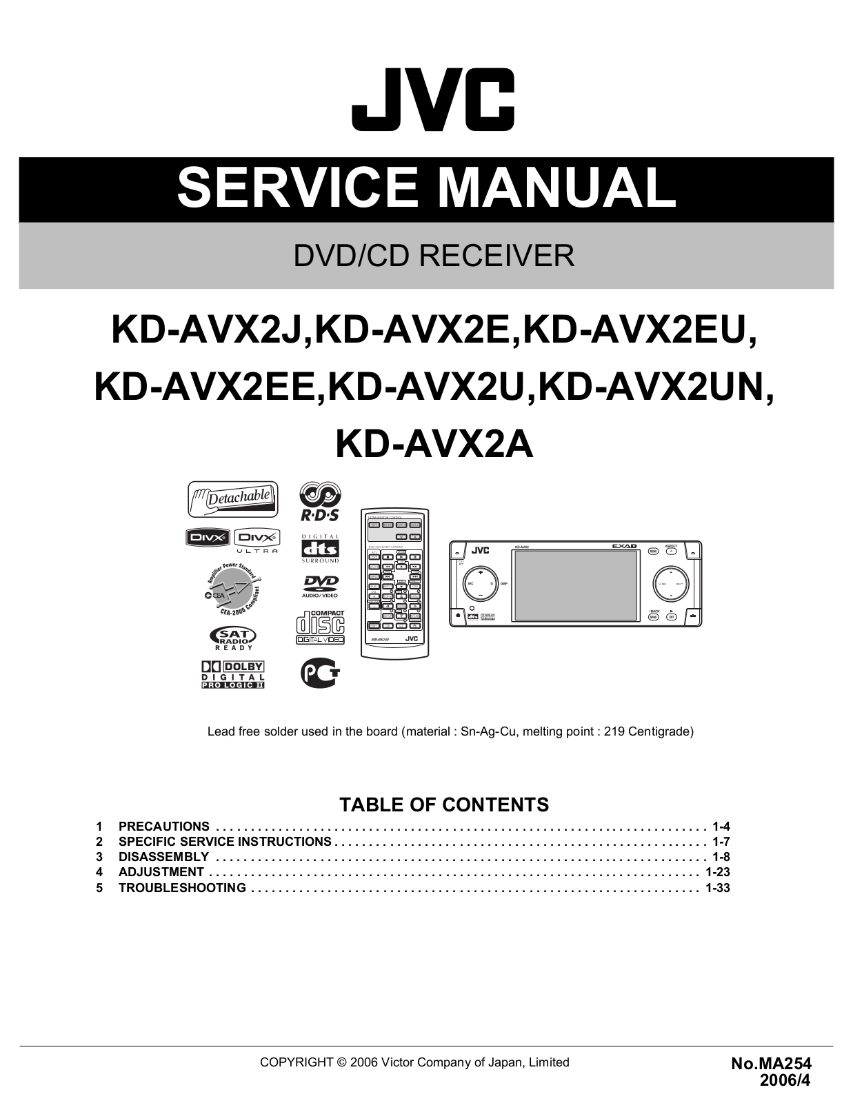 Jvc KD-AVX-2-U, KD-AVX-2-J, KD-AVX-2-EU, KD-AVX-2-UN Service Manual