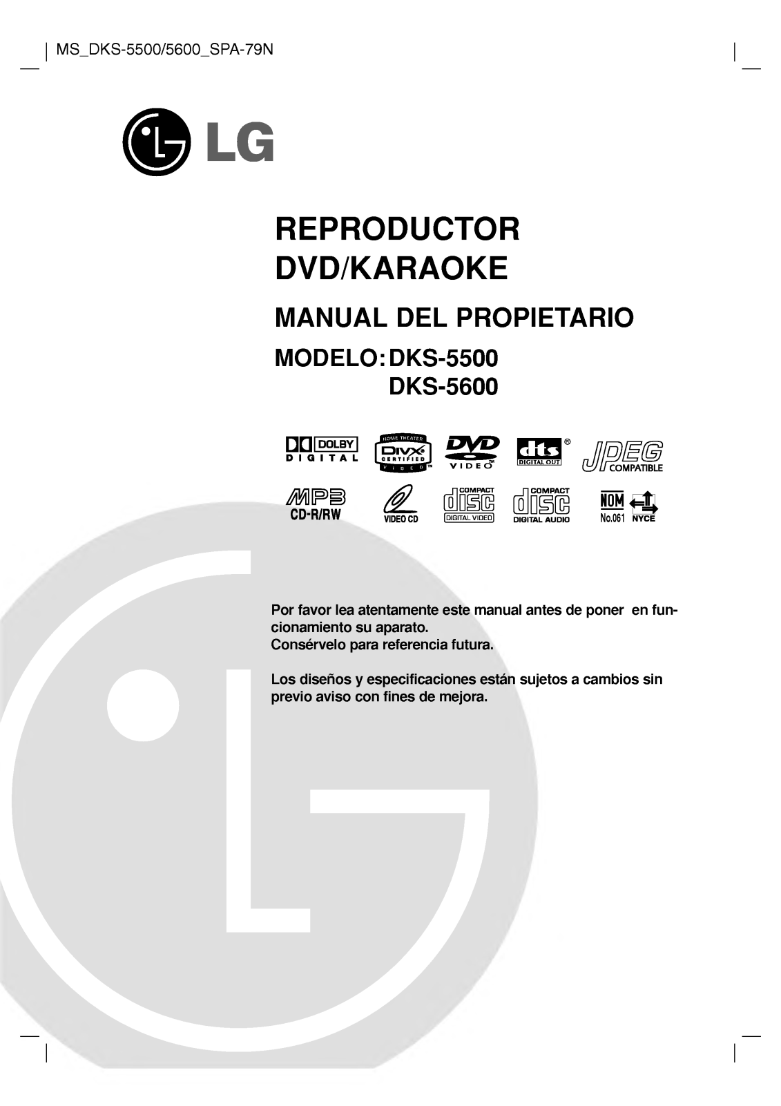 Lg DKS-5500, DKS-5600 User Manual