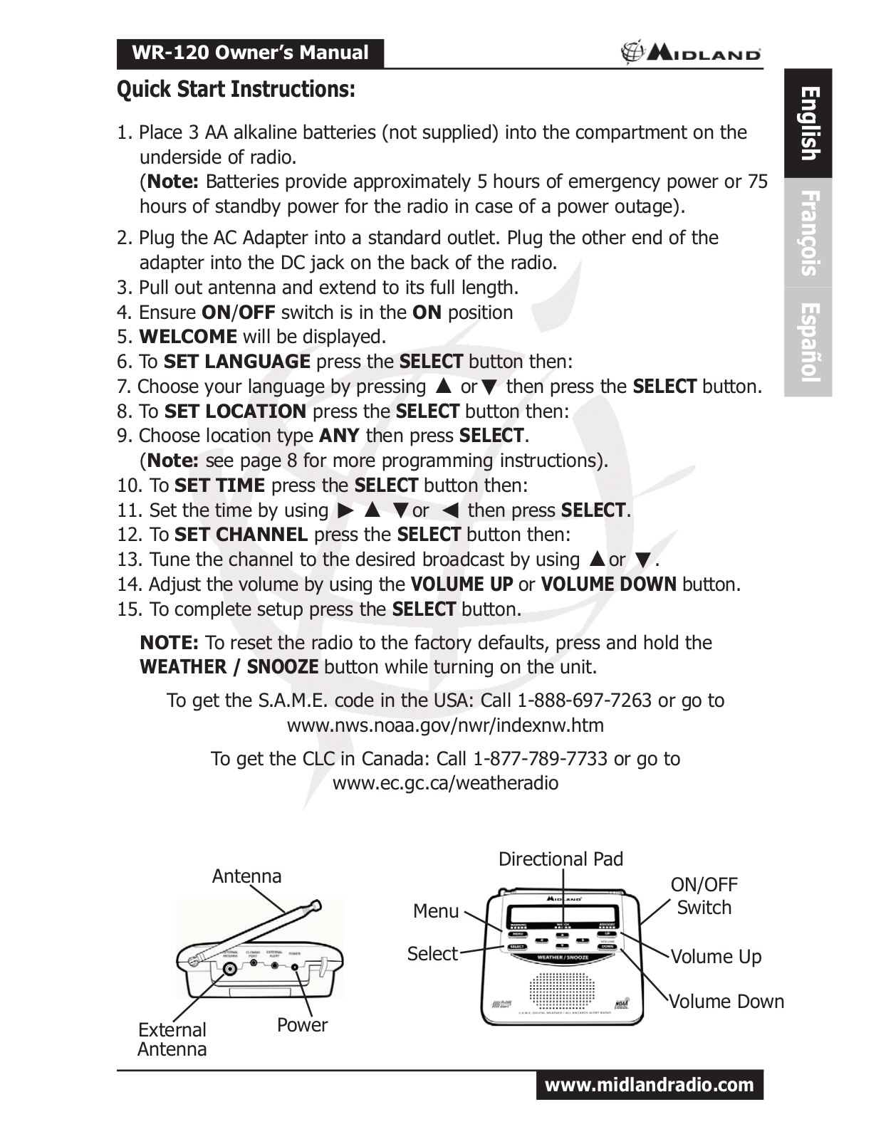 MIDLAND WR-120 User Manual