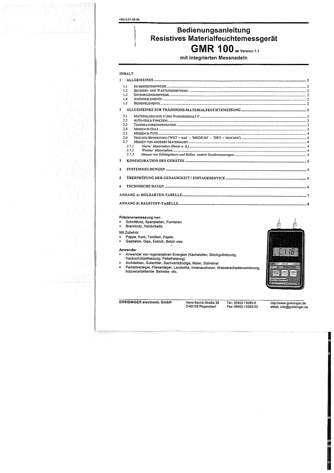 Greisinger GMR100 User guide