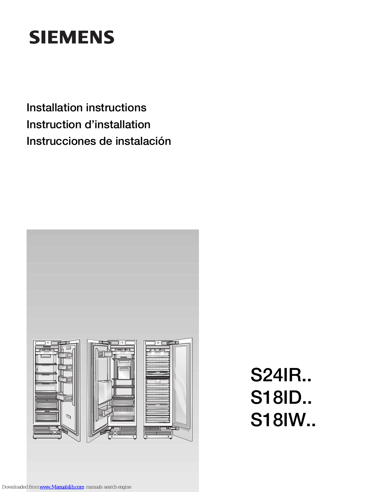 Siemens S18ID Series, S24IR Series, S18IW Series Installation Instructions Manual