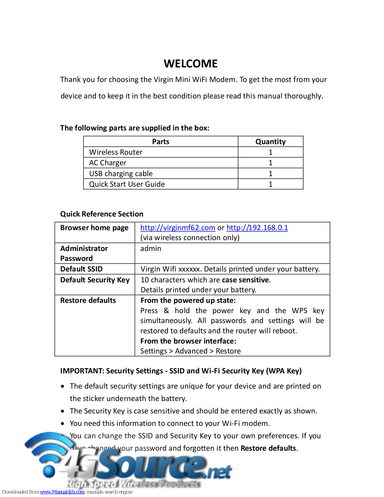 Virgin Mini WiFi Modem User Manual