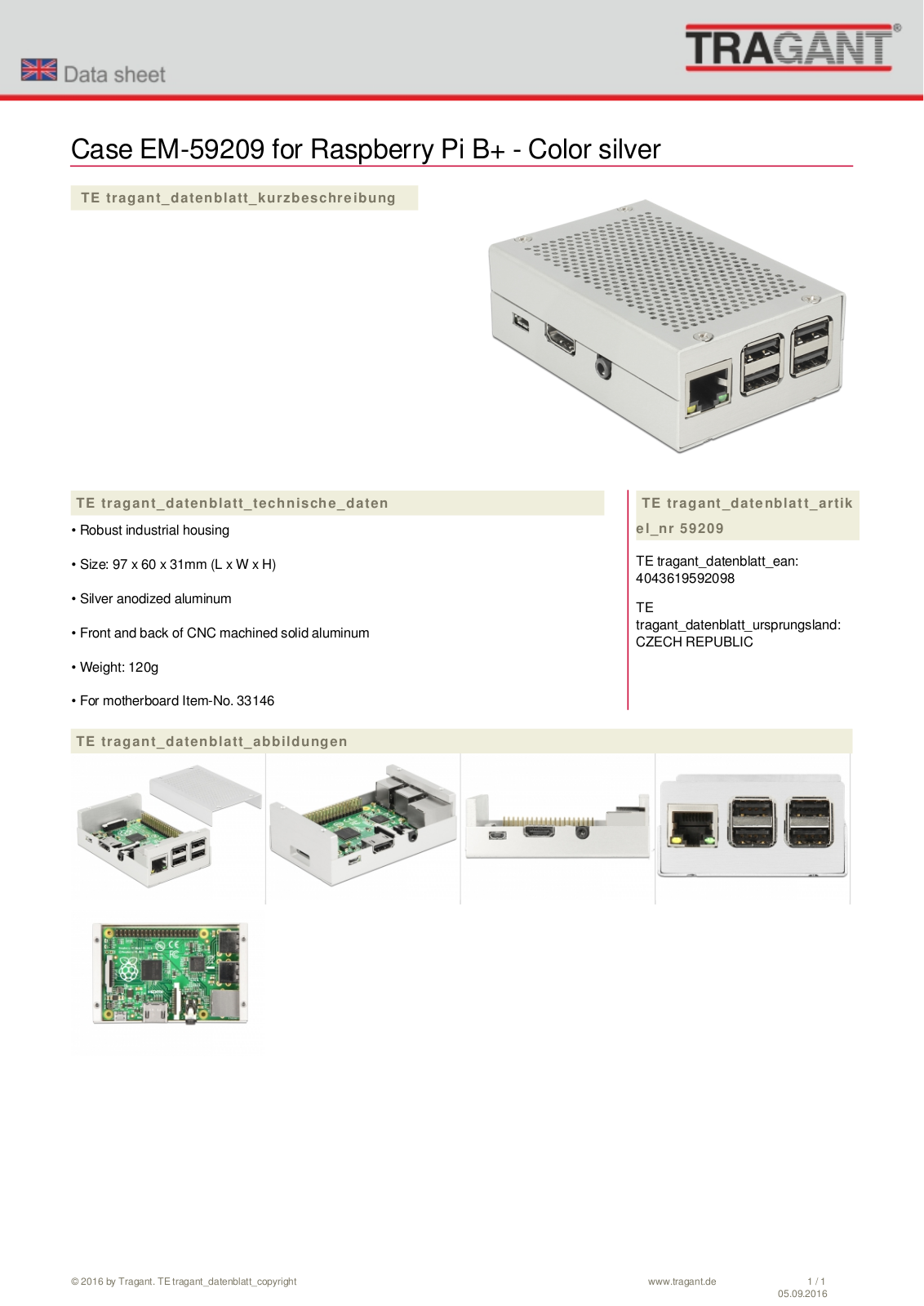 Tragant EM-59209 data sheet - ManualMachine.com