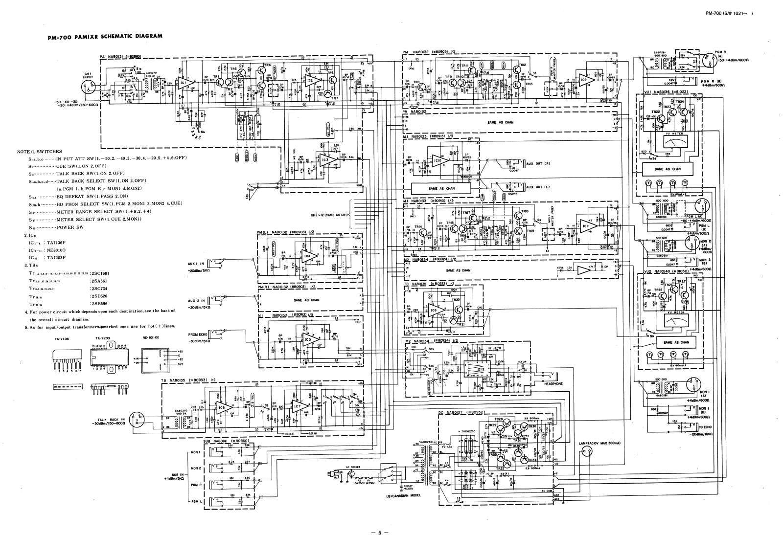 Yamaha PM-700 Schematic