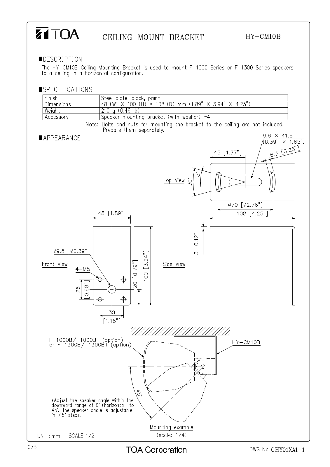 TOA HY-CM10B User Manual