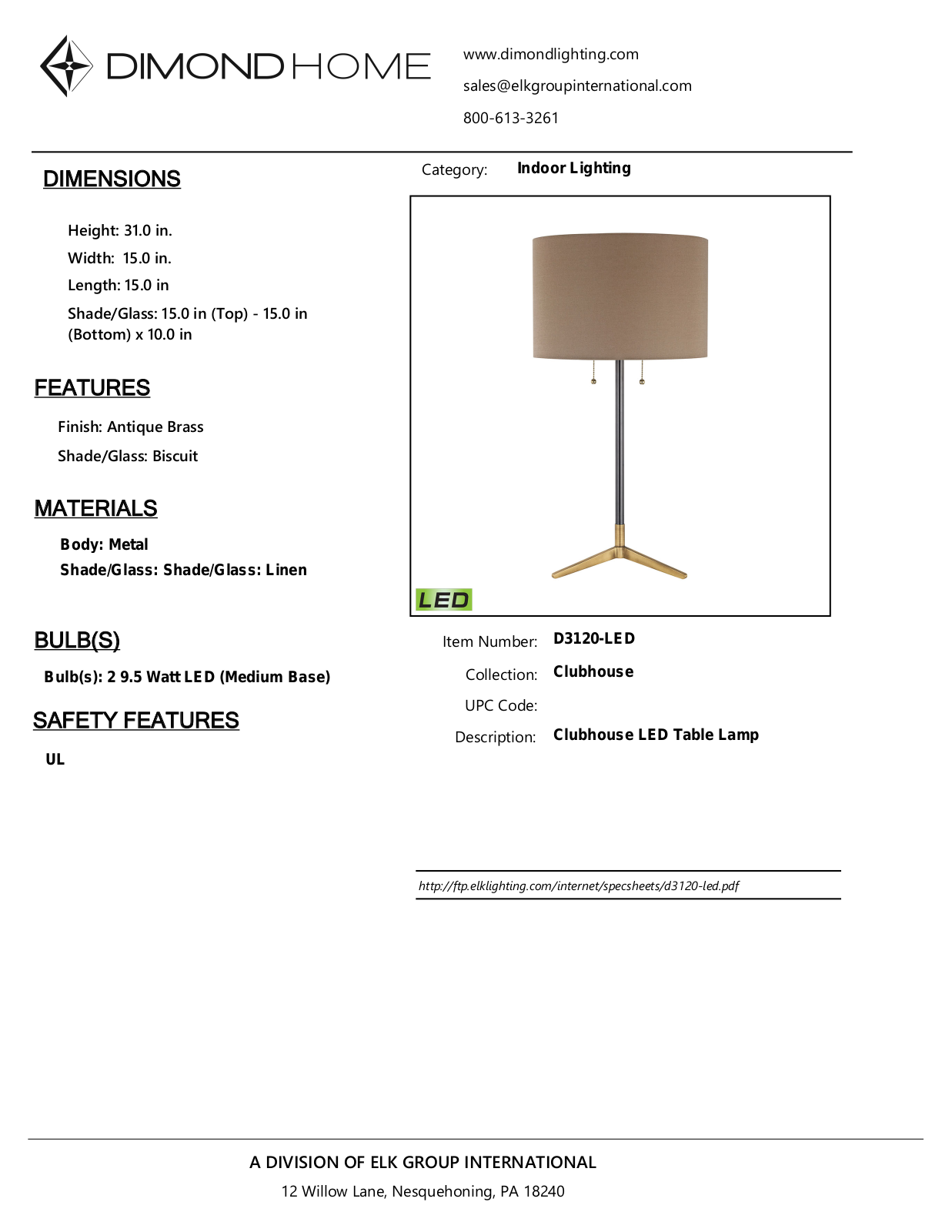 ELK Home D3120LED User Manual